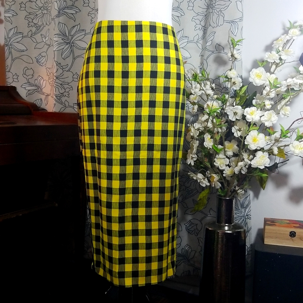 Zip Hem Plaid Pencil Skirt